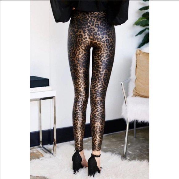 Spanx Faux Leather Leopard Leggings - Picture 2 of 6